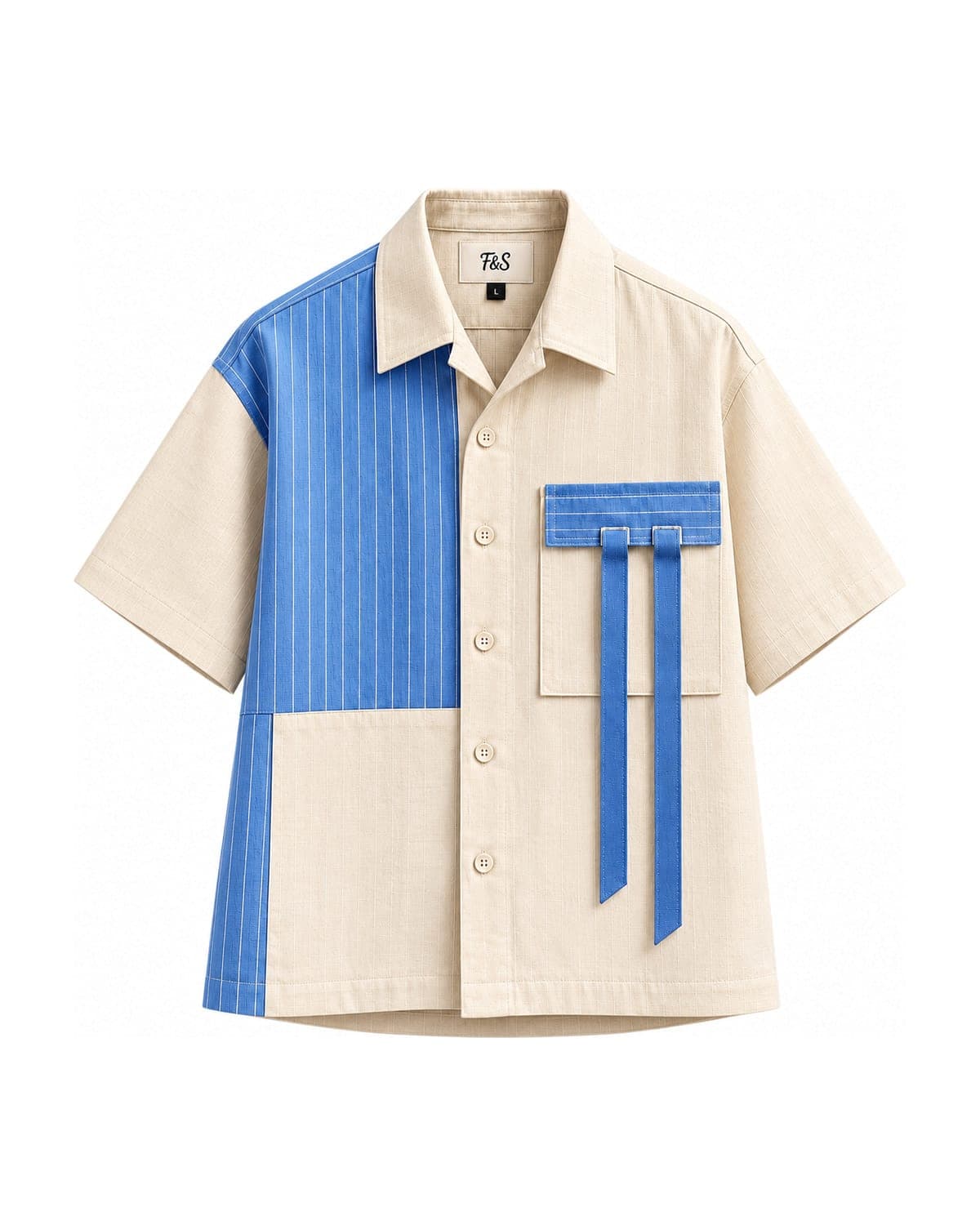 F&S Atelier Azure Contrast Panel Shirt — front view