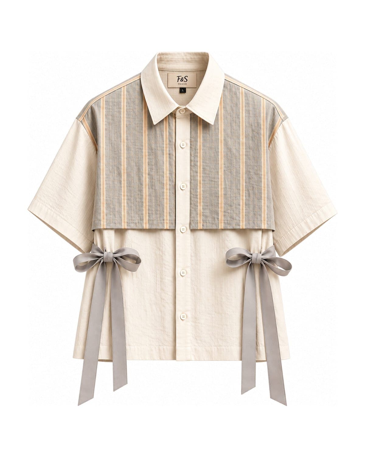 F&S Atelier Ivory Ribbon Shirt — front view