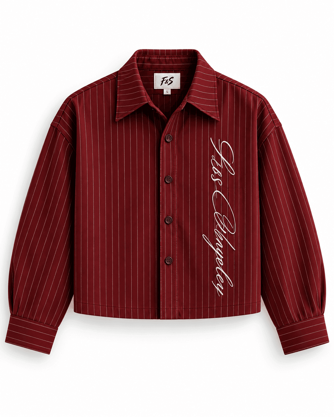 F&S Signature Crimson Pinstripe Shirt — front view